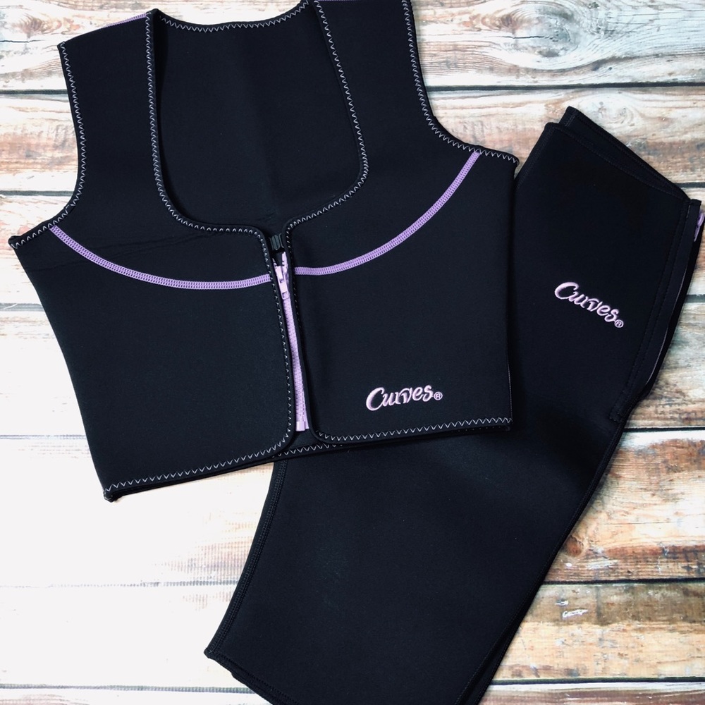 NWOT Curves 2 PC Workout Calerie-Burner Capris Exercise Running Outfit